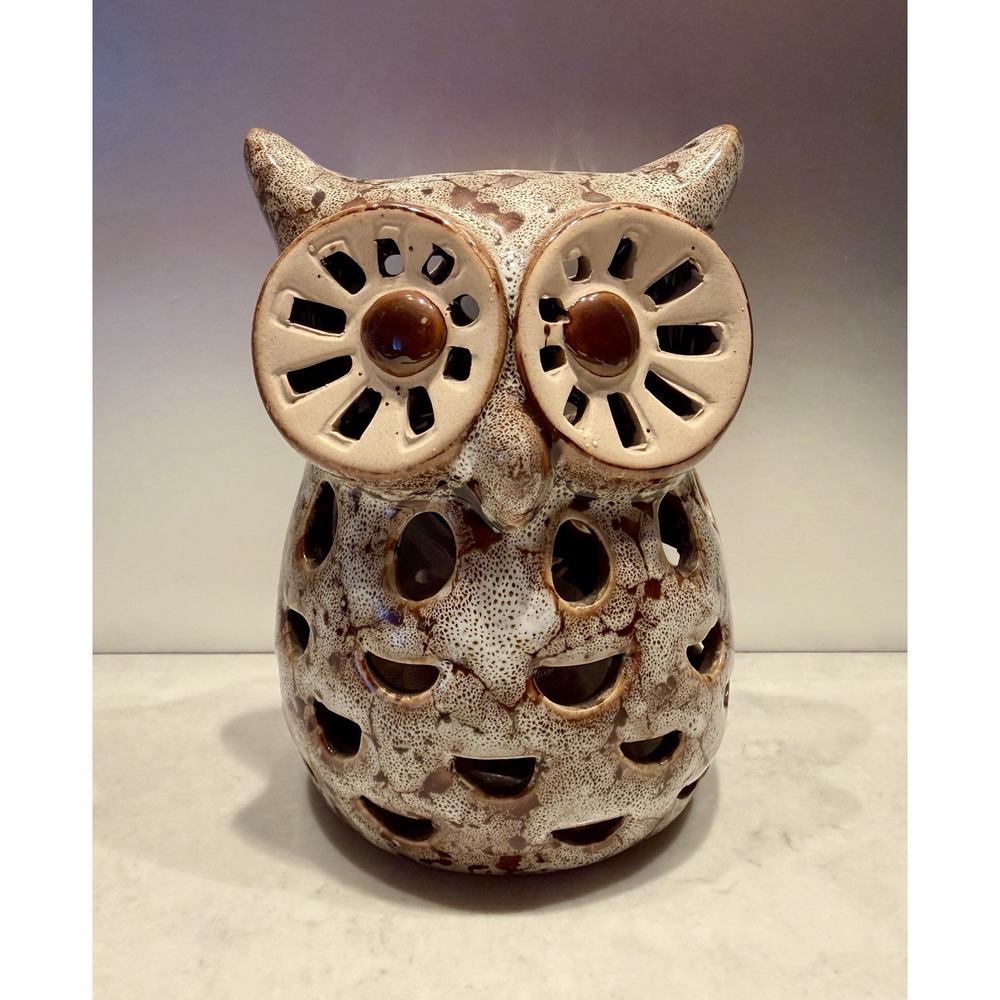 Glazed Ceramic Owl‎ Figurine & Potpourri Holder NWT 5"x3.5"